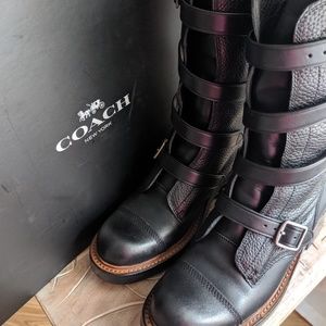 Coach Woman's Black Leather Moto Boot in size 8.5